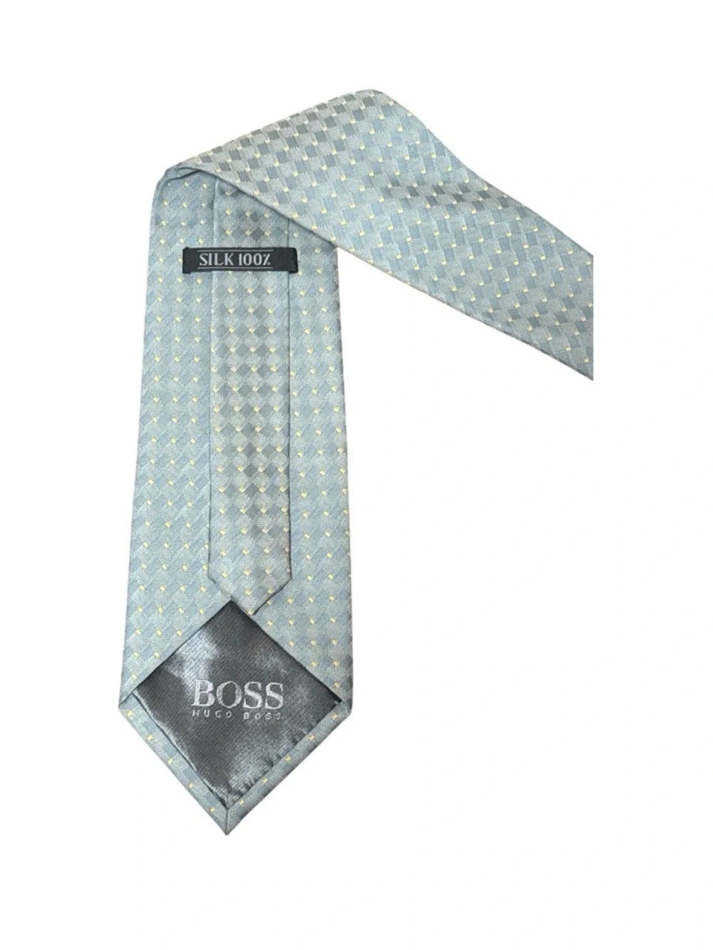 Hugo Boss Light Blue Tie with Yellow Dot Geometric Pattern